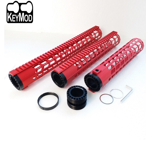 10/12/15 inch Ultra Lightweight Keymod Handguard Free Floating Mount Rail Fit .308 (AR10) Red Color