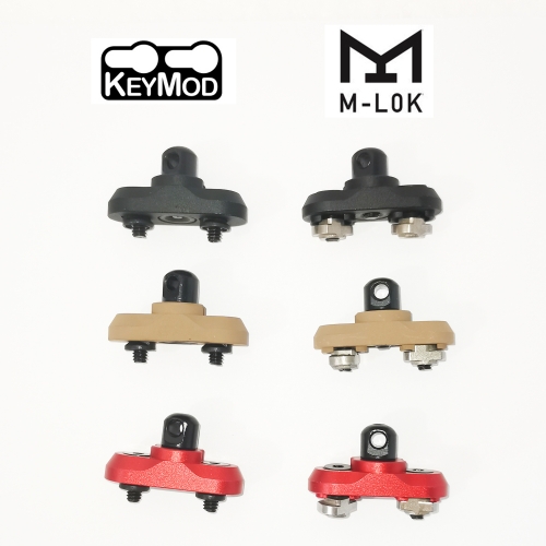 A3 Style Black/Red/Tan QD Swivel Stud Mount Adapter for Keymod / M-lok Rail System